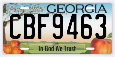 GA license plate CBF9463