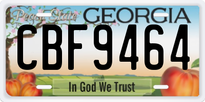 GA license plate CBF9464