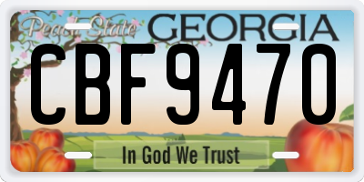 GA license plate CBF9470