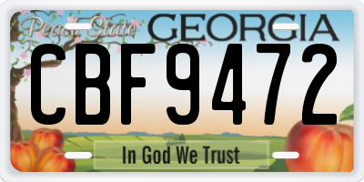 GA license plate CBF9472