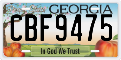 GA license plate CBF9475