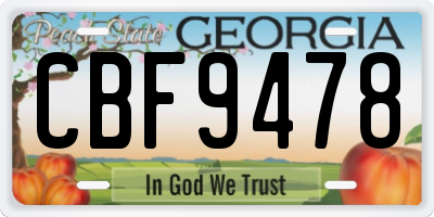 GA license plate CBF9478