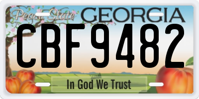 GA license plate CBF9482