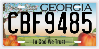 GA license plate CBF9485