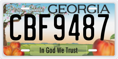 GA license plate CBF9487