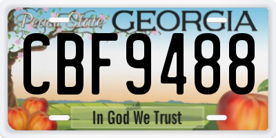 GA license plate CBF9488