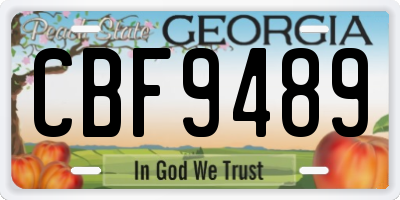 GA license plate CBF9489