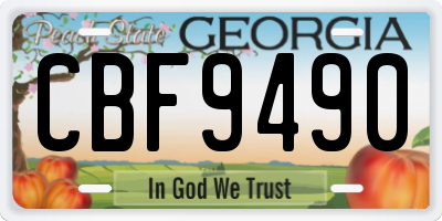 GA license plate CBF9490