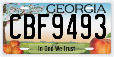 GA license plate CBF9493