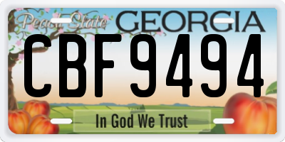 GA license plate CBF9494
