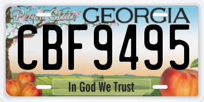 GA license plate CBF9495