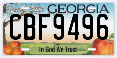 GA license plate CBF9496