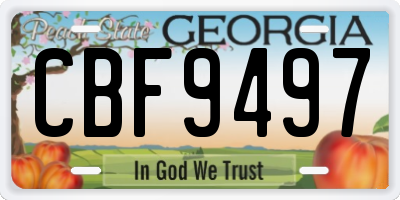 GA license plate CBF9497