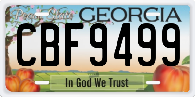 GA license plate CBF9499