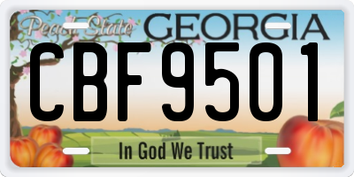 GA license plate CBF9501
