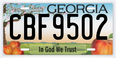 GA license plate CBF9502