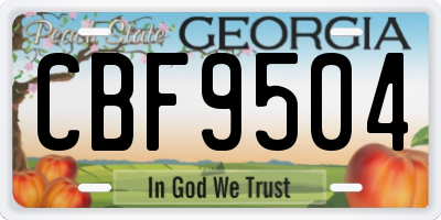 GA license plate CBF9504
