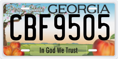 GA license plate CBF9505