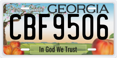 GA license plate CBF9506