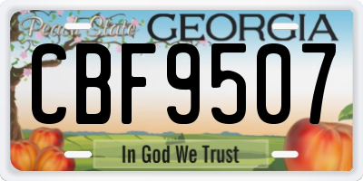 GA license plate CBF9507