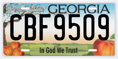 GA license plate CBF9509