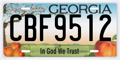 GA license plate CBF9512
