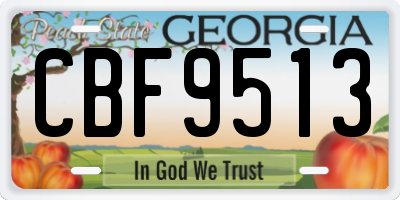 GA license plate CBF9513