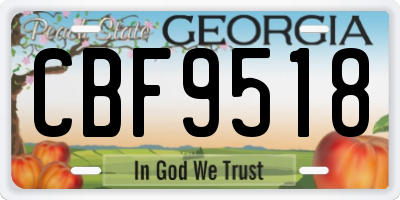 GA license plate CBF9518