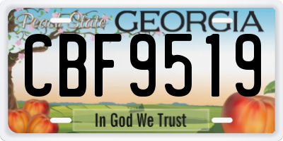 GA license plate CBF9519