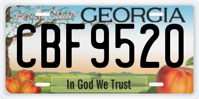 GA license plate CBF9520