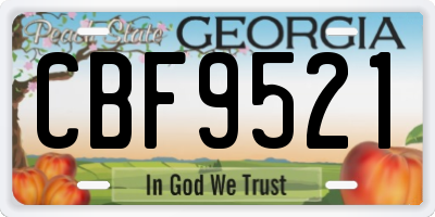 GA license plate CBF9521