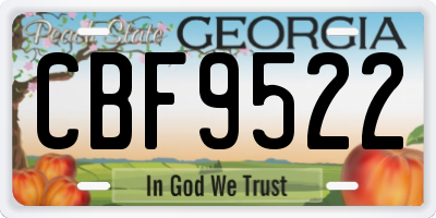 GA license plate CBF9522