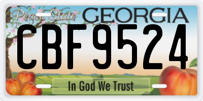 GA license plate CBF9524