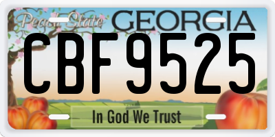 GA license plate CBF9525