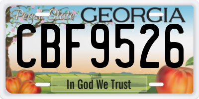 GA license plate CBF9526