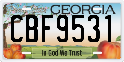 GA license plate CBF9531
