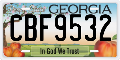 GA license plate CBF9532