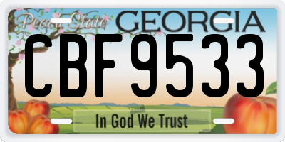 GA license plate CBF9533