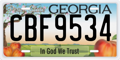 GA license plate CBF9534