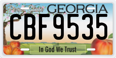 GA license plate CBF9535