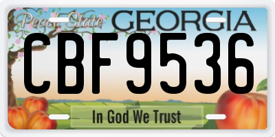 GA license plate CBF9536