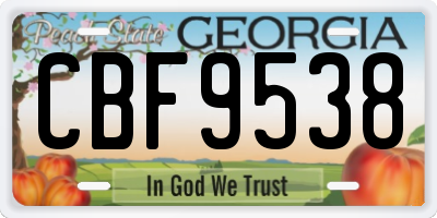 GA license plate CBF9538