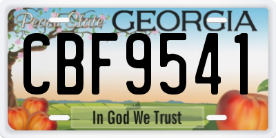 GA license plate CBF9541