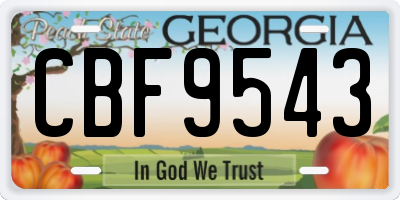 GA license plate CBF9543