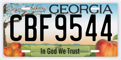 GA license plate CBF9544