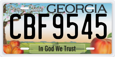 GA license plate CBF9545