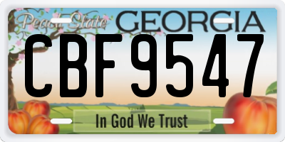 GA license plate CBF9547