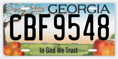 GA license plate CBF9548