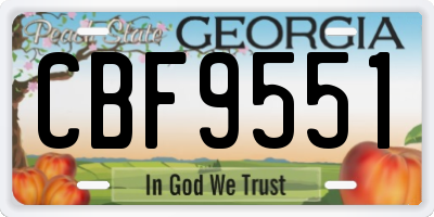 GA license plate CBF9551