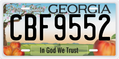 GA license plate CBF9552